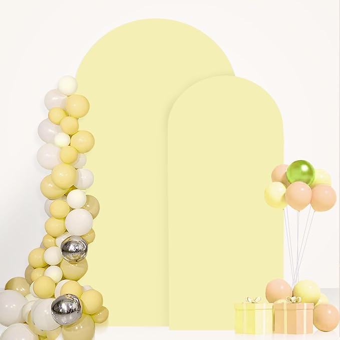 Arch Covers Set of 2 Yellow Wedding Arch Cover 6FT 7.2FT Arch Stand Cover for Wedding Party Spandex Arch Cover Stretchy Fabric Boho Backdrop Covers Set for Bridal Baby Shower Decoration