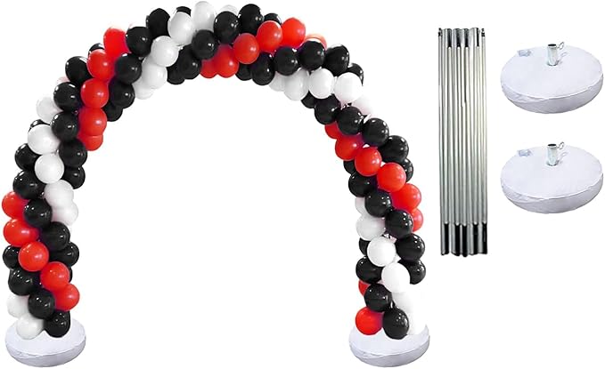 PMU DIY Professional Balloon Arch Deluxe Kit (Black, Red and Silver) Balloon Garland for Party Decoration, Decoration Kit for Birthday Party, Wedding, Graduation, Baby Shower (41689-61646) Pkg/1