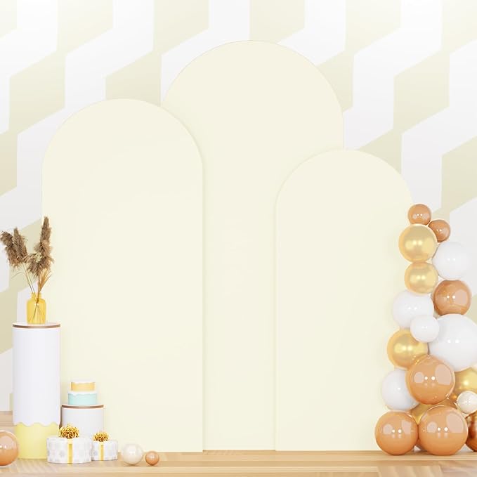 Set of 3 Wedding Arch Cover 6ft 6.6ft 7.2ft Ivory Arch Cover Chiara Arch Backdrop Cover Spandex Arch Stand Cover Balloon Arch Covers Stretchy Backdrop for Wedding Ceremony Birthday Party Events
