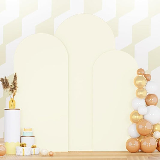 Set of 3 Wedding Arch Cover 6ft 6.6ft 7.2ft Ivory Arch Cover Chiara Arch Backdrop Cover Spandex Arch Stand Cover Balloon Arch Covers Stretchy Backdrop for Wedding Ceremony Birthday Party Events