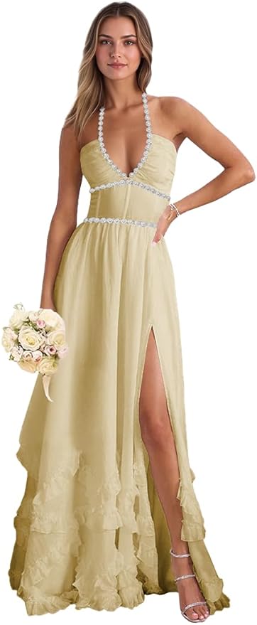 Floral Printed Chiffon Prom Dress for Carmen 2025 Long V Neck Floor Length Photoshoot Dress with Side Slit Ruched