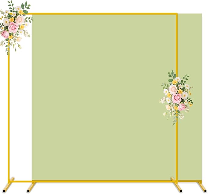 Metal Backdrop Stand with Wedding Arch Cover Spandex 6.6x6.6FT Arch Stand and Covers Set Balloon Arch Backdrops Stands for Sage Green Backdrop Cover for Bridal Baby Shower Ceremony Party