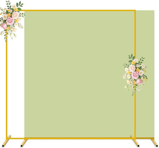 Metal Backdrop Stand with Wedding Arch Cover Spandex 6.6x6.6FT Arch Stand and Covers Set Balloon Arch Backdrops Stands for Sage Green Backdrop Cover for Bridal Baby Shower Ceremony Party