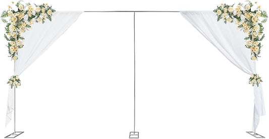 Metal Wedding Arch,Balloon Arch Backdrop Stand,Heavy Duty 10x20 FT Pipe and Drape Backdrop Kit, Professional Backdrop Stand Square Wedding Metal Arch Frame with Sturdy Base,Length Adjustable