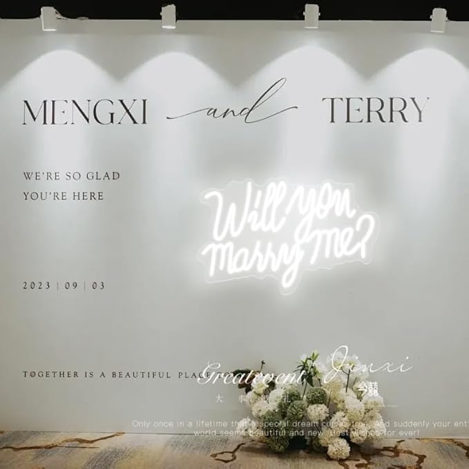 Will You Marry Me Neon Sign for Wedding Party Backdrop Marry Me Light Up Letters for Wall Decor Neon LED Signs for Marriage Proposal Valentine's Day Decorations 21.7x13.8 Inch (white)