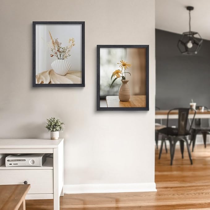 Axeman 11x14 Picture Frame, Solid Oak Wood Frame, Black 3 PCs