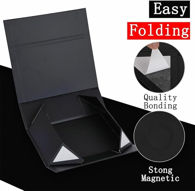 5 Pack Extra Large Black Gift Box 17x14.5x6 inch Luxury Groomsman Box for Presents with Magnetic Closure Lid Collapsible,Birthday,Christmas,Contains Card, Ribbon,Tissue Paper,Shredded Paper Filler