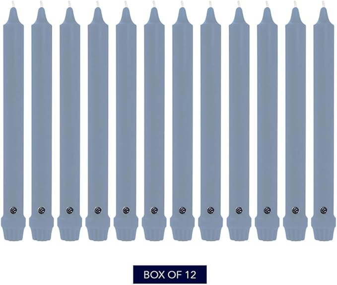 Colonial Candle Unscented Taper Candle, Classic Collection, Wedgewood, 10 in, Pack of 12 - Up to 8 Hours Burn
