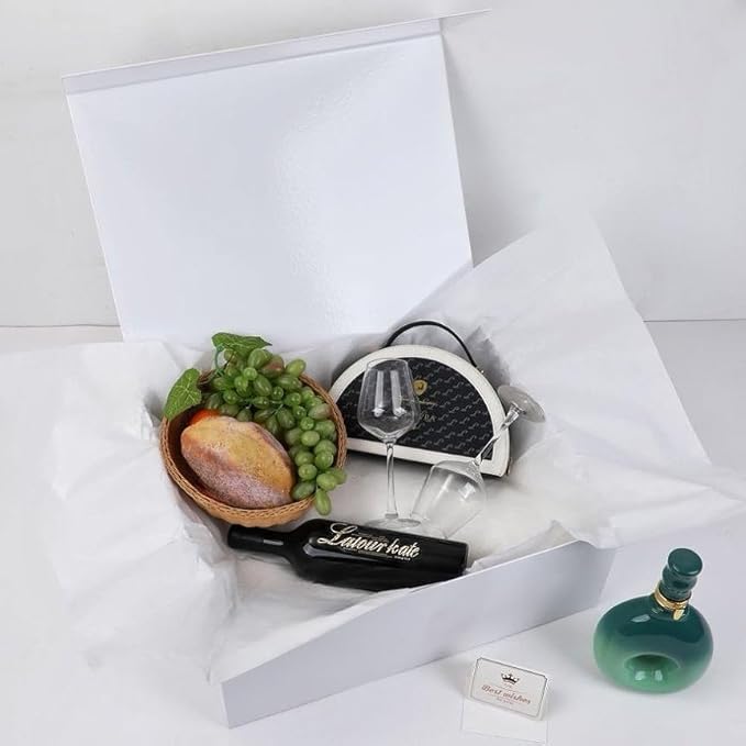 UoeRing 5 Pack Extra Large White Gift Box 17x14.5x6 inch Luxury Bridesmaid Box for Presents with Magnetic Closure Lid Collapsible,Contains Card, Ribbon,Tissue Paper,Shredded Paper Filler