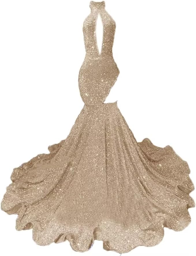 Sexy High Neck Mermaid Evening Long Dress Sequins Sleeveless Celebrity Pageant Dress Cocktail Party Gowns