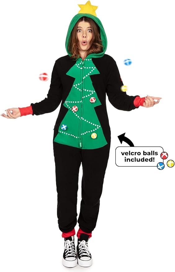 Tipsy Elves Christmas Onesies for Adults - Comfy Unisex Matching Holiday Jumpsuits with Convenient Pockets