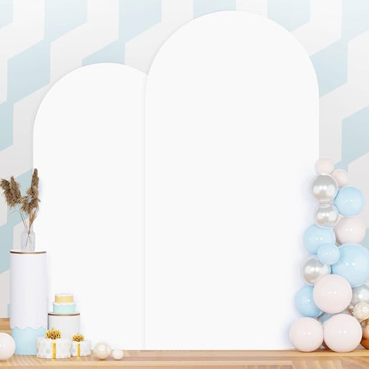 Set of 2 Wedding Arch Cover 7.2ft 6ft White Arch Cover Chiara Backdrop Cover Spandex Fitted Arch Stand Cover Balloon Arch Covers Stretchy Backdrop for Baby Shower Party Ceremony Decoration