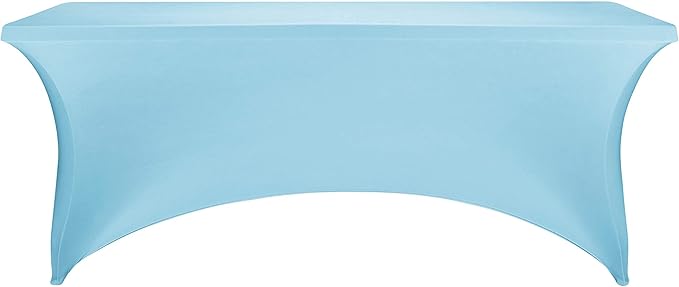 FORLIFE 4Pack Spandex Table Covers，Fitted Tablecloth for Rectangular Tables, Stretch Patio Table Covers, Universal Spandex Table Cover for Wedding, Banquet, Party (8ft, Bluemist)