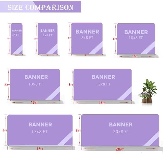 15x8 FT Custom Tension Fabric Backdrop Banner Stand, HD Banner Printing Online Design Tension Fabric Display Stand, Large Portable Trade Show Display Booth for Business, Corporate, Wedding, Mall