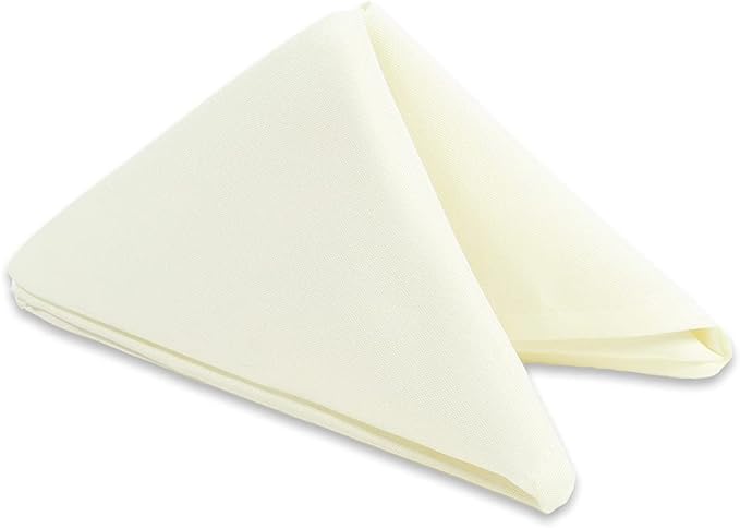 Polyester Cloth Napkins - Washable Soft Table Linens - Durable & Elegant for Dining, Restaurants, Weddings, Events, Rentals, Banquets, & Parties - Premium Quality Set of 100, Ivory, 17"x17"