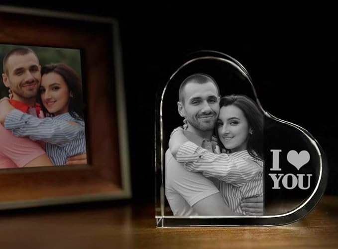 3D Crystal Photo, Personalized Valentine’s Day Gift, Customized Gifts for Wife, Women, Him, Her, Dad and Mom. Custom Picture Gifts for Valentine’s Day, Mother's Day, Father’s Day, Birthday, Wedding & Anniversary. Upright Heart Crystal Keepsake