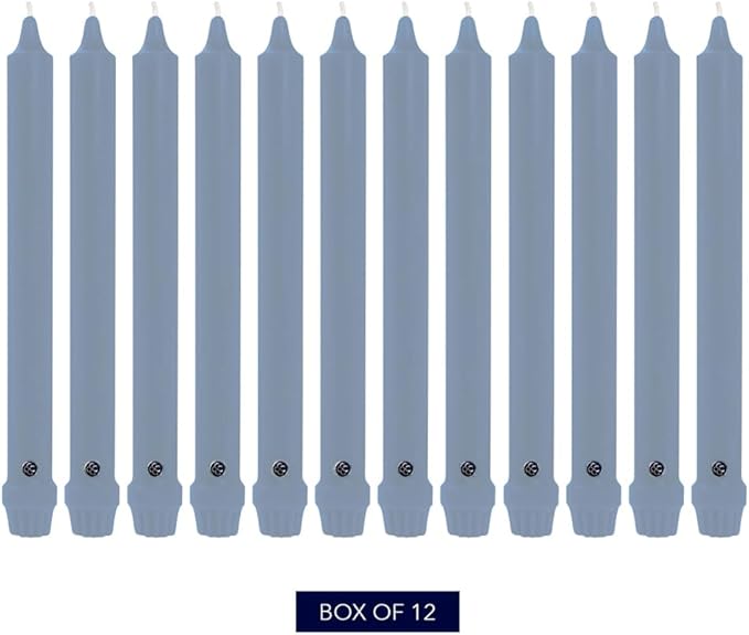 Colonial Candle Unscented Taper Candle, Classic Collection, Wedgewood, 12 in, Pack of 12 - Up to 10 Hours Burn