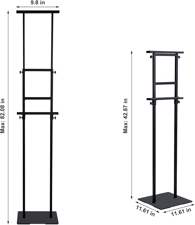 Heavy Duty Banner Stand with Non-slip Mat Base, Adjustable Pedestal Poster Stand Up to 82 inches, Double Side Show Sign Stand, Connected Show Floor Standing Sign holder for Outdoor Display