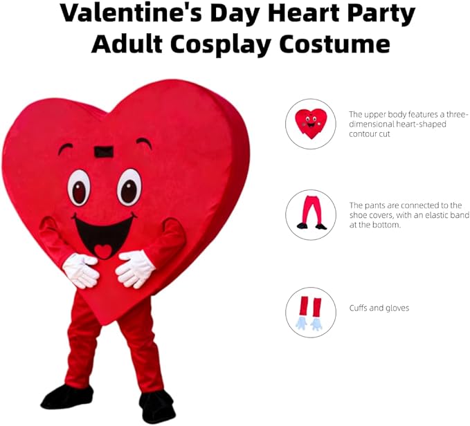 Adult Heart Costume for Valentine's Day, Weddings, Proposals, Halloween Parties, Red Heart Cosplay Costume
