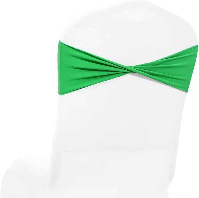 VDS Pack of 200 PCS | Light Green | Spandex Chair Sashes Bows Without Buckle | Stretch Elastic Banquet Universal Folding Chair Band Tie with for Wedding Party Conference Celebration Event Decoration