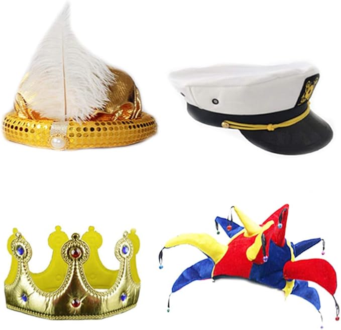 6 Pack Funny Adult Novelty Party Hats - Assorted Costume Hats, Photo Booth Props Hats for Dress Up Parties, Halloween, Birthdays & Celebrations