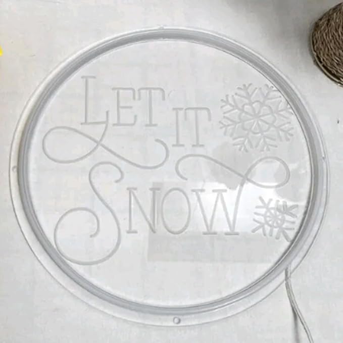 Let it Snow Neon Sign, 3D Engrave USB Neon Sign, Neon Light Chrismas Decor, Home Garden Wall Decor, Chrismas Party Decor, Personalized Gifts USB Size:17x17inches