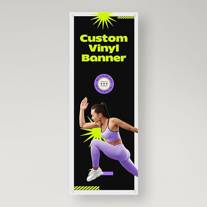Customizable Vinyl Banner – Personalized Outdoor/Indoor Event Signage for Birthdays, Weddings, Graduations, Business Promotions – Lightweight, Durable, Weather-Resistant, Full-Color Printing (3'x8' / Vertical)