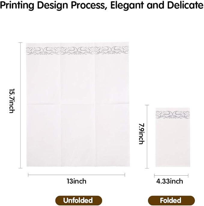 Vplus 600 Pack Paper Napkins Guest Towels Disposable Premium Quality 3-ply Dinner Napkins Disposable Soft, Absorbent, for Kitchen, Wedding, Parties, Dinners or Events(Silver)