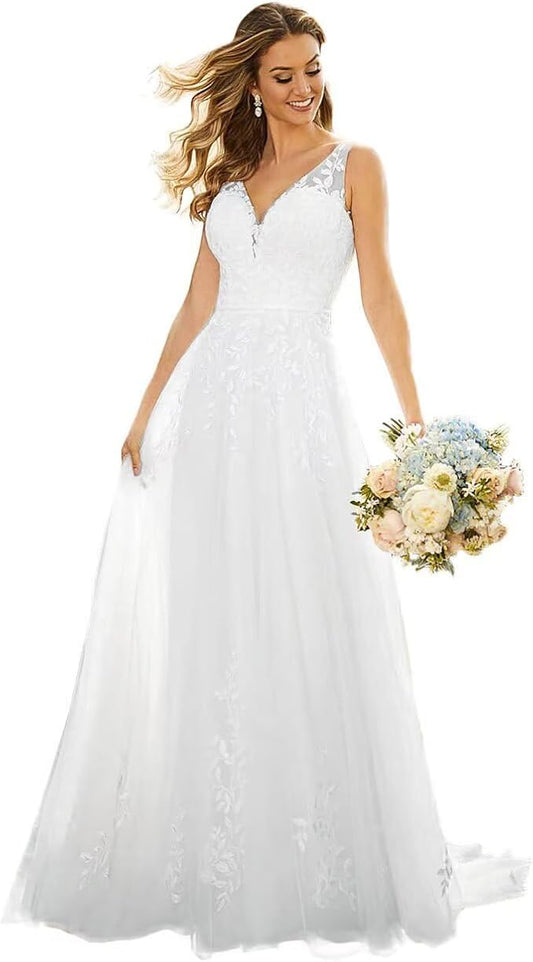 Boho Lace Wedding Dresses for Bride 2026 Tulle Long Sleeve Wedding Dress Ball Gowns Satin Mermaid Bridal Gown