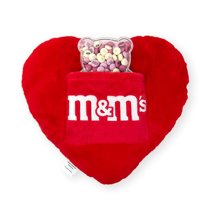 M&M’S Teddy Bear with Heart Pillow Bundle, Unique Gift for Valentine's Day