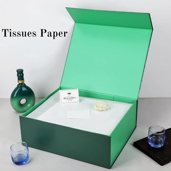 UoeRing 1 Extra Large Green Gift Box 17x14.5x6 inch Luxury Gift Box for Presents with Magnetic Closure Lid Collapsible,Birthday,Christmas,Contains Card, Ribbon,Tissue Paper,Shredded Paper Filler