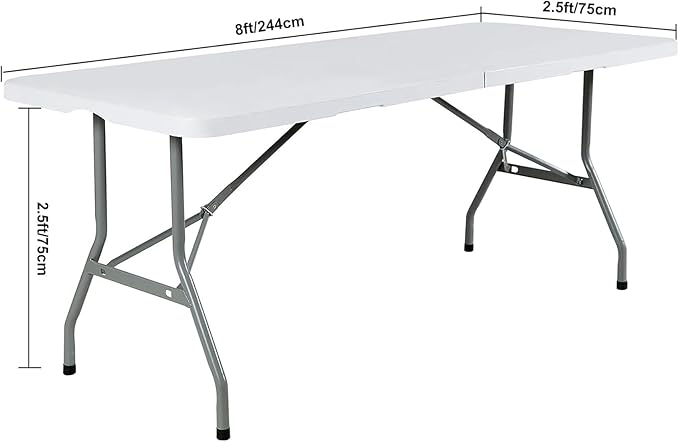 FORLIFE 6Pack Spandex Table Covers 8ft，Fitted Tablecloth for 8ft Rectangular Tables, Stretch Patio Table Covers, Universal Spandex Table Cover for Wedding, Banquet, Party - White