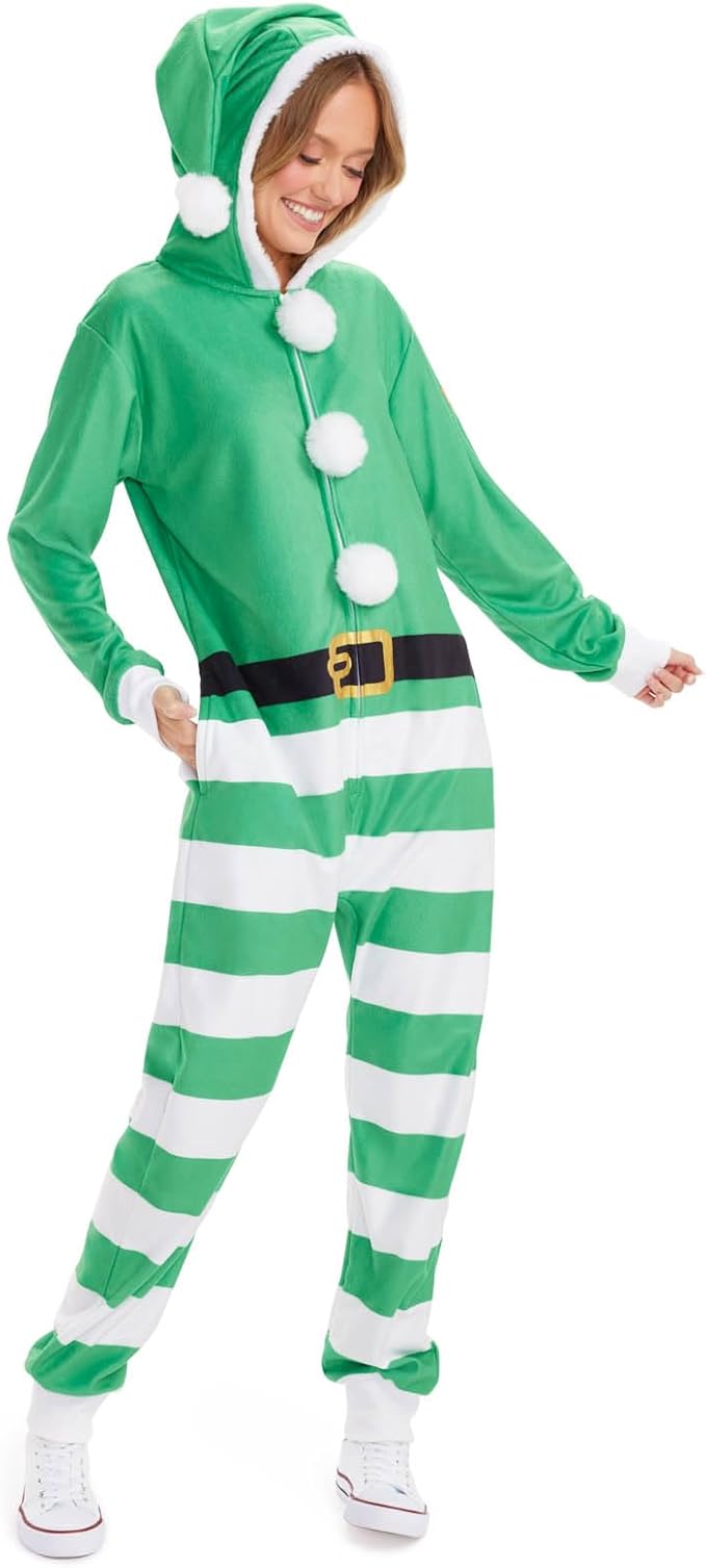 Tipsy Elves Christmas Onesies for Adults - Comfy Unisex Matching Holiday Jumpsuits with Convenient Pockets