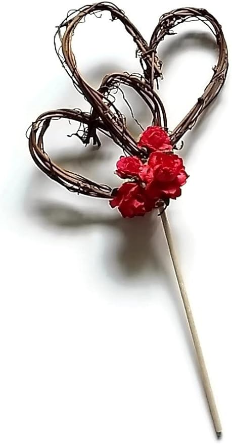 Rustic Wedding Cake Topper with Red Roses