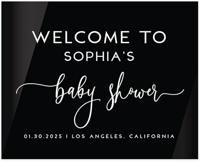 Andaz Press 16X20 Black Acrylic Personalized Baby Shower Welcome Sign, Gender Neutral Script Large Custom Sign For Easel Stand, Baby Shower Decorations, Personalized Baby Shower Sign, Custom Signs