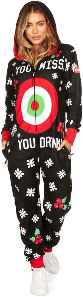 Tipsy Elves Christmas Onesies for Adults - Comfy Unisex Matching Holiday Jumpsuits with Convenient Pockets