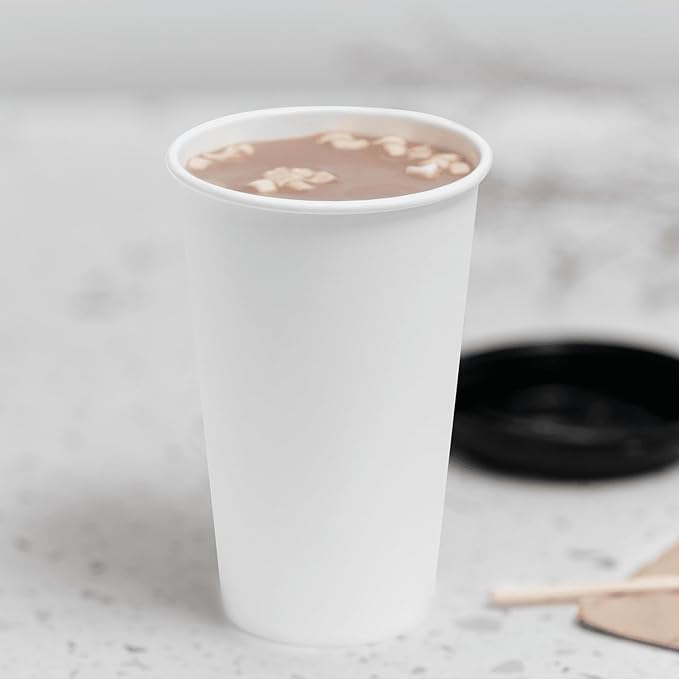 Karat 16 oz Paper Coffee Cup [1,000 ct] White Disposable Cup for Hot/ Cold Drinks and Beverages 90mm (C-K516W)