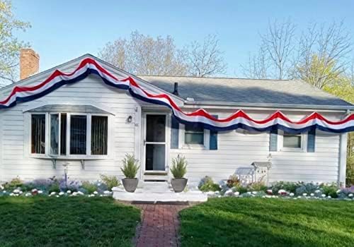 American Flag Bunting Election Reelection Decorations, Patriotic Banner Outside,30 Feetx24",USA Red White Blue Outdoor Banners Buntings