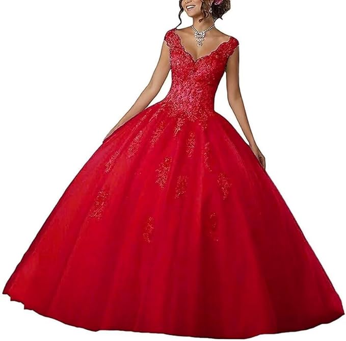 Laces Appliques Long Ball Gown Puffy Tulle Quinceanera Dresses Wedding Dresses with Sleeveless