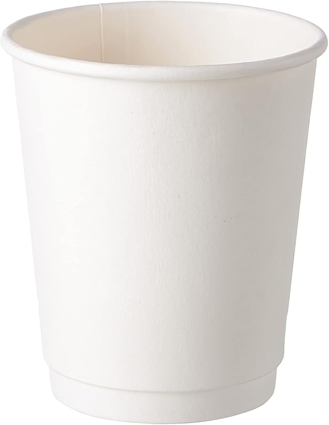 CIAO! 8 oz Insulated Double Wall White Paper Hot Cup, 80mm Diameter, 500 Count