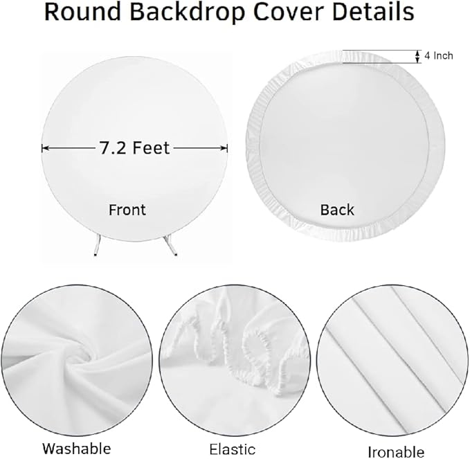 Renaiss Purples Happy Birthday Round Backdrop Cover 7.2 ft Polyester Fabric Shiny Purples and Silver Sequins Circle Photo Background for Gorgeous Happy Birthday Party Decorations
