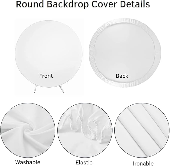 Renaiss Purples Happy Birthday Round Backdrop Cover 7.5 ft Polyester Fabric Shiny Purples and Silver Sequins Circle Photo Background for Gorgeous Happy Birthday Party Decorations