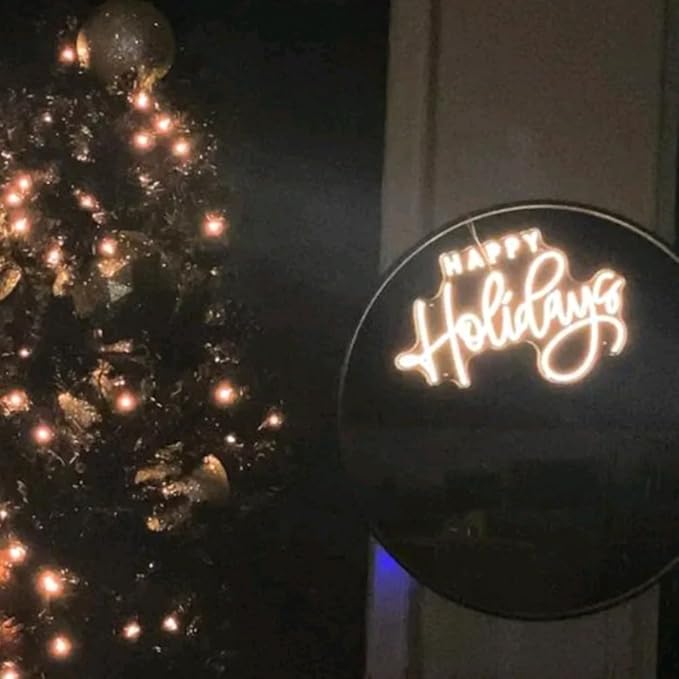 Happy Holidays Neon Sign, Custom Merry Christmas Decoration LED Neon Light Home Bar Shop Winter Festival Party Wall Art Decor Christmas Gift Size:18x11.5inches