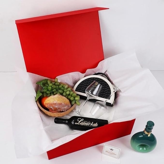 UoeRing 1 Extra Large Red Gift Box 20x16x7 inch Luxury Gift Box for Presents with Magnetic Closure Lid Collapsible,Birthday,Christmas,Contains Card, Ribbon,Tissue Paper,Shredded Paper Filler