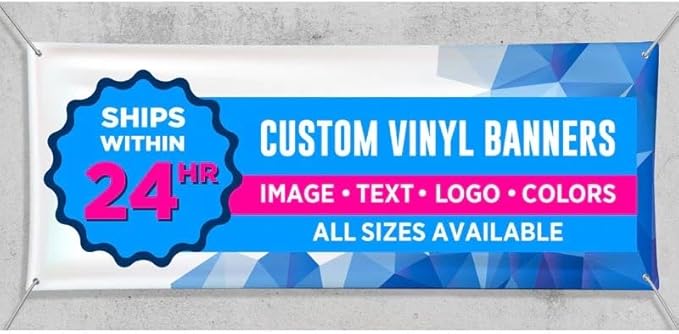 Customizable Vinyl Banner 6x4 - For Business, Graduation, Parties - Indoor & Outdoor Use - Full Color Personalized 13oz Sign with HD Printed Text and Photos