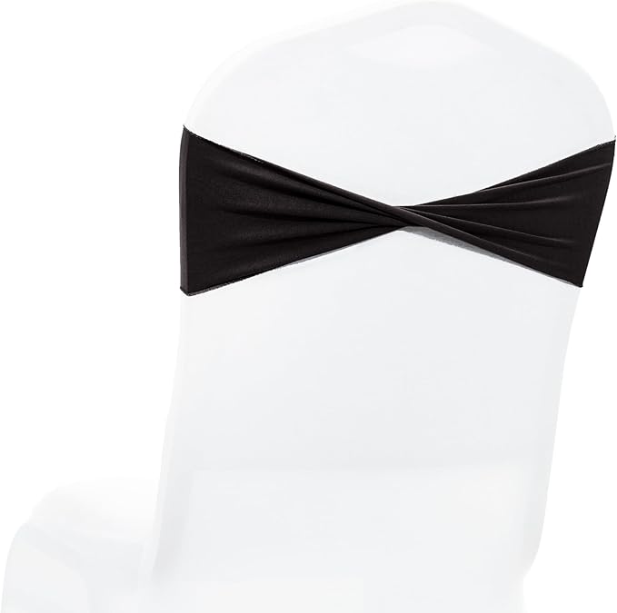 VDS Pack of 75 PCS | Black | Spandex Chair Sashes Bows Without Buckle | Stretch Elastic Banquet Universal Folding Chair Band Tie with for Wedding Party Conference Celebration Event Decoration