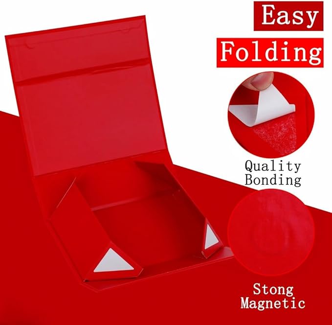 UoeRing 2 Pack Extra Large Red Gift Box 17x14.5x6 inch Luxury Gift Box for Presents with Magnetic Closure Lid Collapsible,Birthday,Christmas,Contains Card, Ribbon,Tissue Paper,Shredded Paper Filler