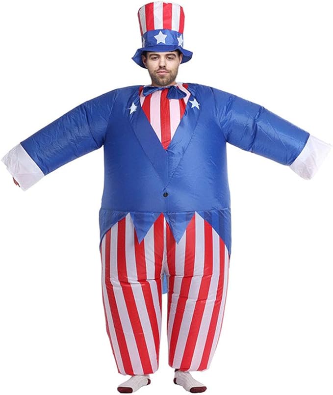 Uncle Sam Blow up Inflatable Costume for 4th of July Independence Day Patriotic President Election Party Decorations Photo Booth Props
