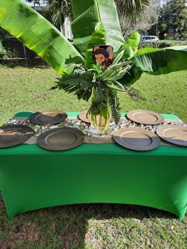 FORLIFE 4Pack Spandex Table Covers，Fitted Tablecloth for Rectangular Tables, Stretch Patio Table Covers, Universal Spandex Table Cover for Wedding, Banquet, Party (6ft, Emerald)