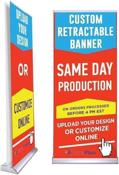Deluxe Retractable Banner - Customizable Full Color Design Roll Up Banner with Carry On Case (Customizable, 33.5”x80” Deluxe Double Sided)